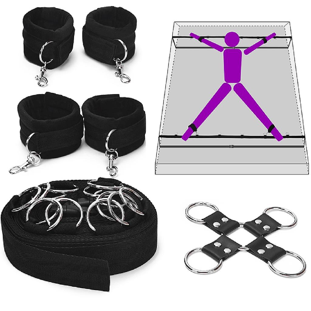 Sexy Adult Bed Restraint  Handcuff Leg Cuffs Bondage Gear SM Slave Sex Games Versatile Strap System Female Leg Spreader Toy