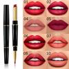 12 colori sexy rossetto rosso opaco fodera per labbra 2 in 1 trucco rossetto opaco durevole impermeabile rossetto rosso nudo labbra cosmetici