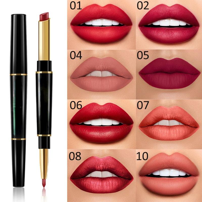 12 colori sexy rossetto rosso opaco fodera per labbra 2 in 1 trucco rossetto opaco durevole impermeabile rossetto rosso nudo labbra cosmetici