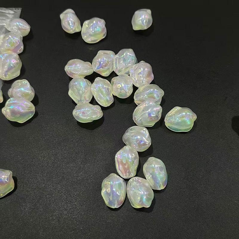 Yu Kang Jewelry Shimmer Pearlescent Mermaid Iridescent Baroque Straight-Hole Loose Beads for DIY Bracelet Necklace 21mm x 25mm