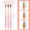 Professional Acrylic Nail Art Brush Set, Pink Rose Gold, 3 Pieces, Sizes 8/10/14, Nylon Bristles, Long Handle for Manicure and Pedicure