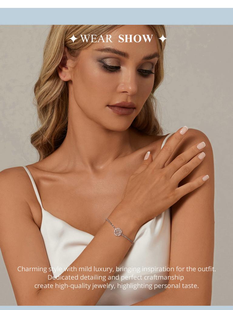 Bamoer 925 Sterling Silver Photosensitive Rose Charm Bracelet for Women | Flower Turns Red Bracelets with S925 5.9"+2.3" Cable C