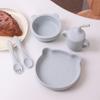 Color Kids 5PCS Silicone Feeding Set Bear Shape Dihes Plates Non-Slip Bowl Training Fork Spoon Sippy Cup High Quality Baby Stuff