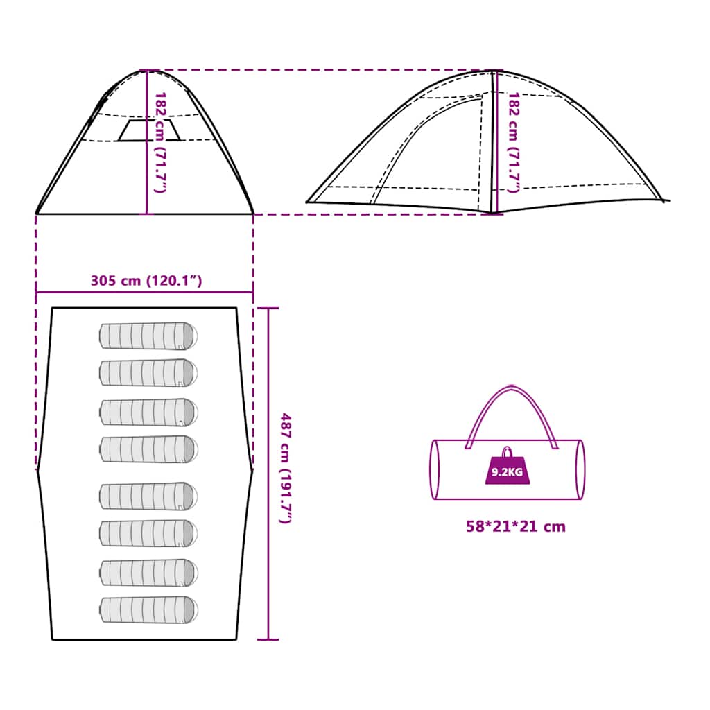 8 Person Camping Tent Blue Waterproof