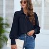 Lantern Sleeve Chiffon Shirt Women Casual Loose White Blouse Ladies Pleated Solid Tops Fashion Womens Clothing 2026 Blusa 24751