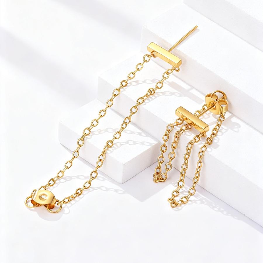 Stainless Steel Tassel Earrings Ear Studs Women'S Design Sense Ear Chain Earrings