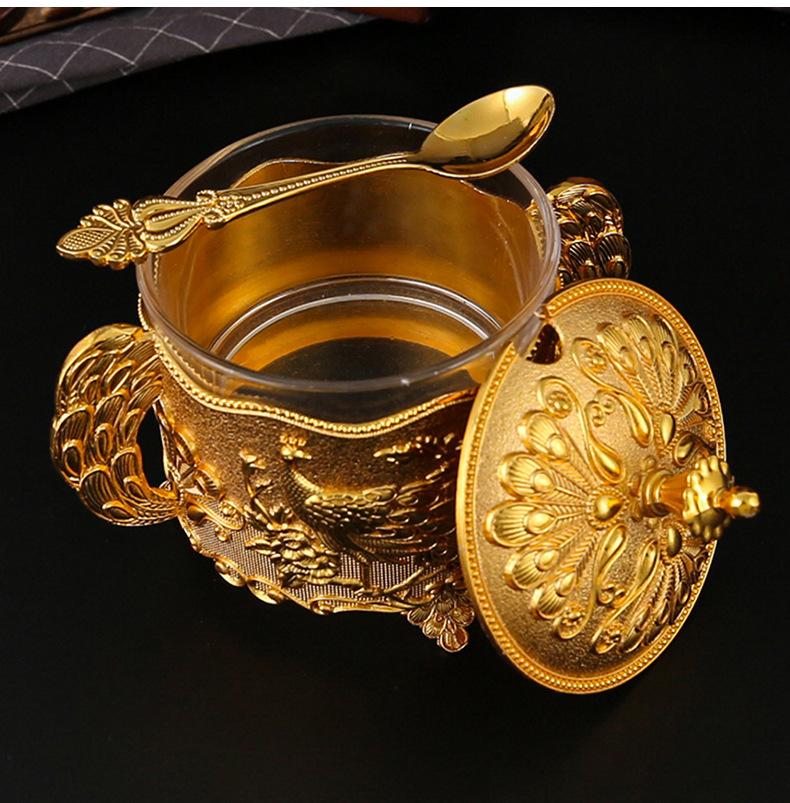 Creative Sugar Bowl with Lid and Spoon for Kitchen Wedding Party Metal and Glass Sugar Container for Sugar Cube and Powder Sug