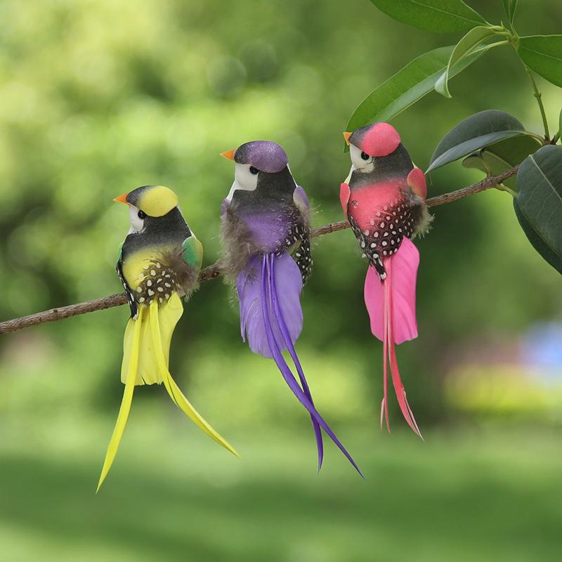 1Pc Swallow Tail Bird Clip Handmade Simulation Artificial Bird with Plant Decoration Handicraft Ornament for Home Decor