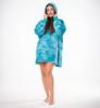 Bluza koc kocobluza 2w1 oversize xxl z kapturem gruba sherpa niebieska