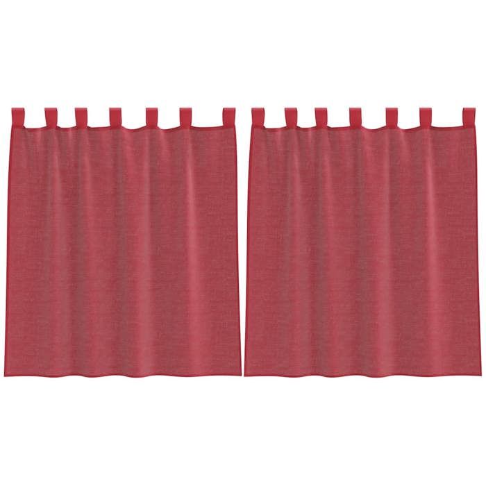 VidaXL Voile Curtains with Rod Pockets 2 Pcs Burgundy Red, Net Curtain, Sheer Curtain, Window Voile, 4102246