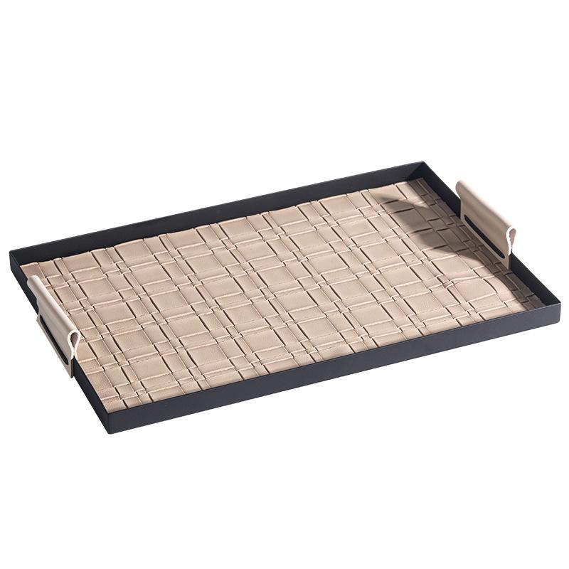 

Легкая роскошь, искусство для прихожей, плетеный кожаный поднос для хранения ювелирных изделий, высококлассный кожаный поднос для ароматерапии, французские креативные ювелирные украшения