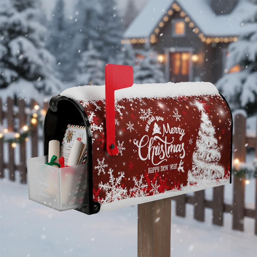 Xmas Mailbox Dust Cover Anti-Scratch Christmas Letter Box Cases Decorative Post Box Cover Wraps for Home Garden Outside Decor