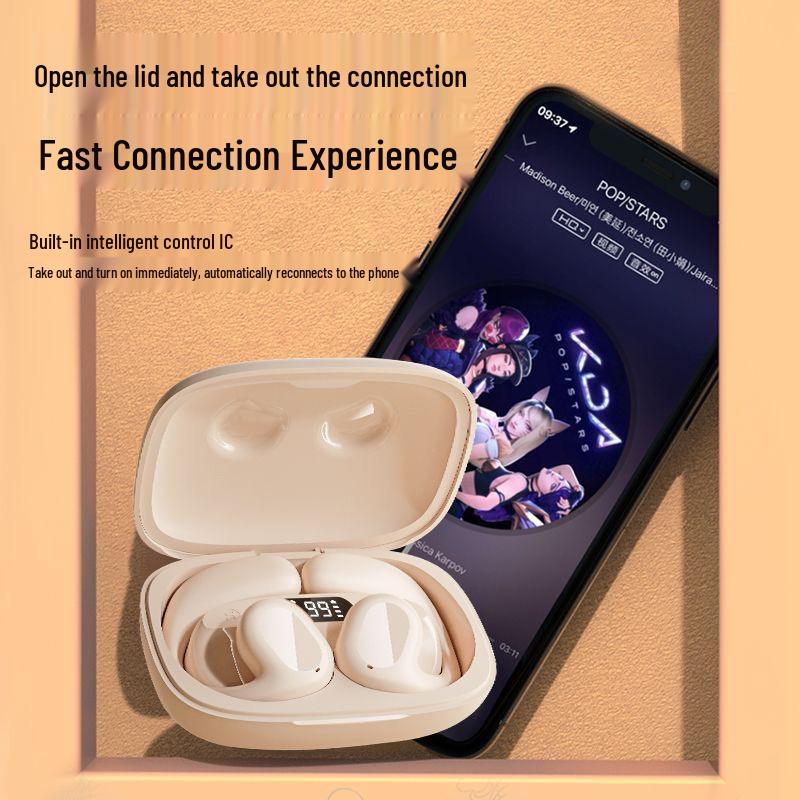Bone Conduction Wireless Bluetooth Earbuds with Digital Display & Touch Control