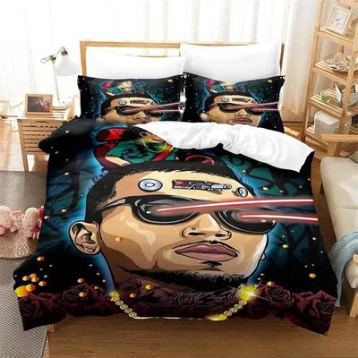 3D-Druck Chris Brown Bettwäsche-Set, Bettbezug Steppdecke Bettset Quiltbezug Kissenbezug, King Queen Twin Größe Jungen Mädchen Erwachsene