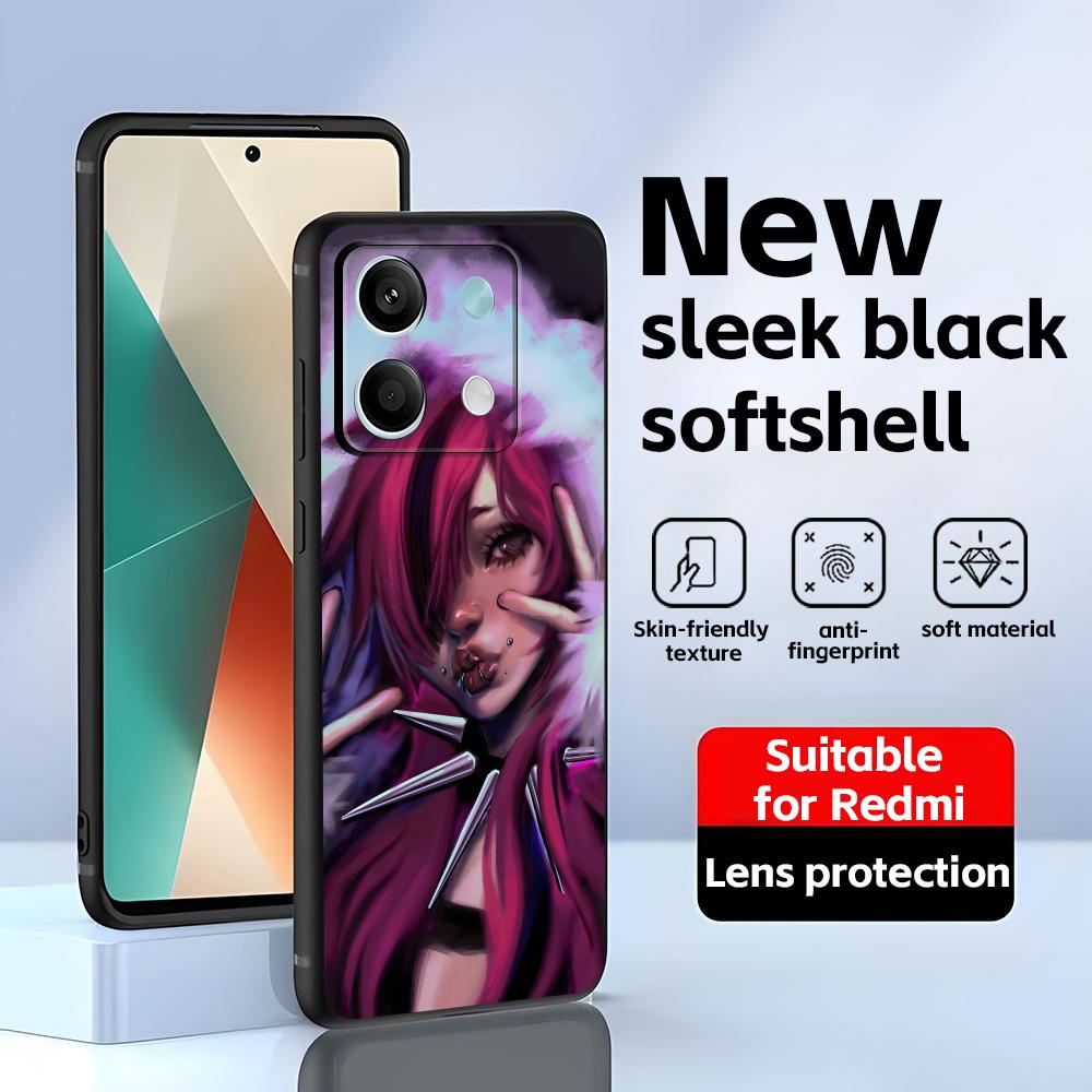 Gothic style cool girl  Phone Case For Redmi Note 14 13 12 11 Pro Plus S 5G 14C A3 Soft Black Phone Cover