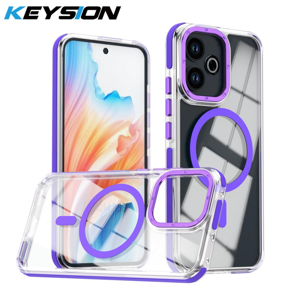 KEYSION HD Transparent Magnetic Case for MagSafe for OPPO A5 Pro 5G Clear Shockproof Phone Back Cover for OPPO A3 Pro 5G A5 Pro