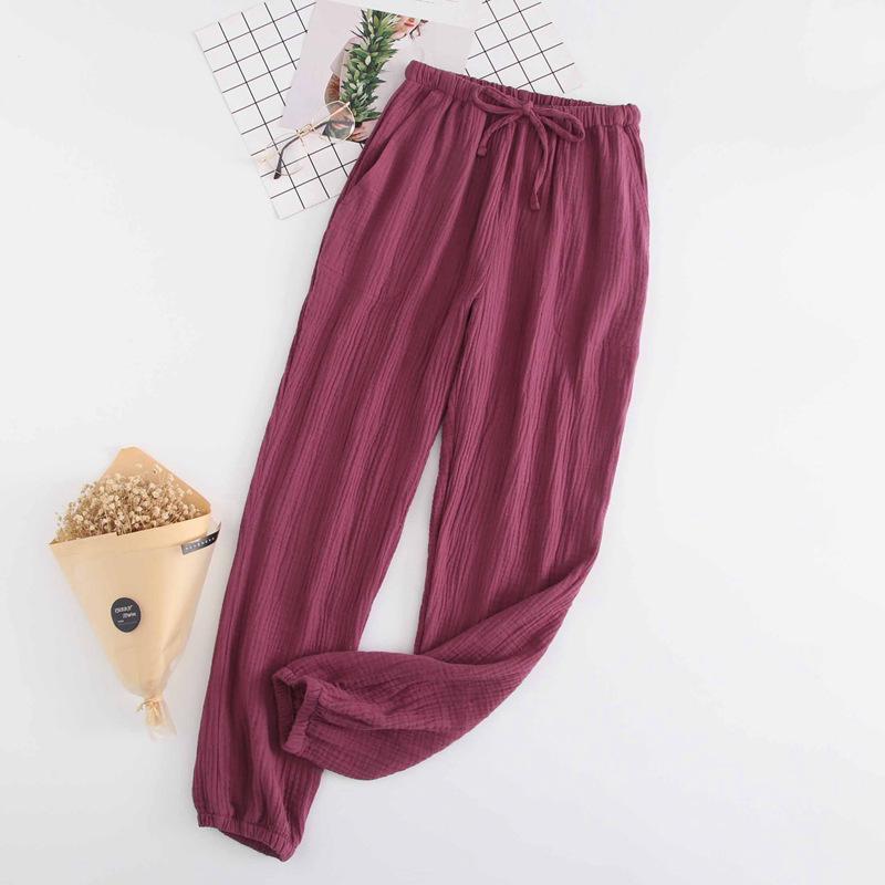 Unisex Cotton Gauze Pajama Pants - Soft, Simple, Plus Size, Perfect for Spring & Summer