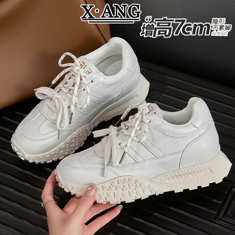 

Small man thick-soled 7cm inner height-increasing women s shoes genuine leather German training shoes 2025 spring new casual dad Forrest Gump shoes 39