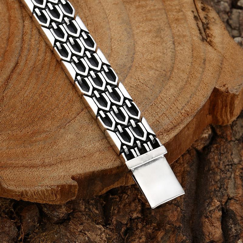 Silver Fashion Men's and Women's Chinese Style Trendy Wide Edition Serpentine Bracelet Retro Jewelry