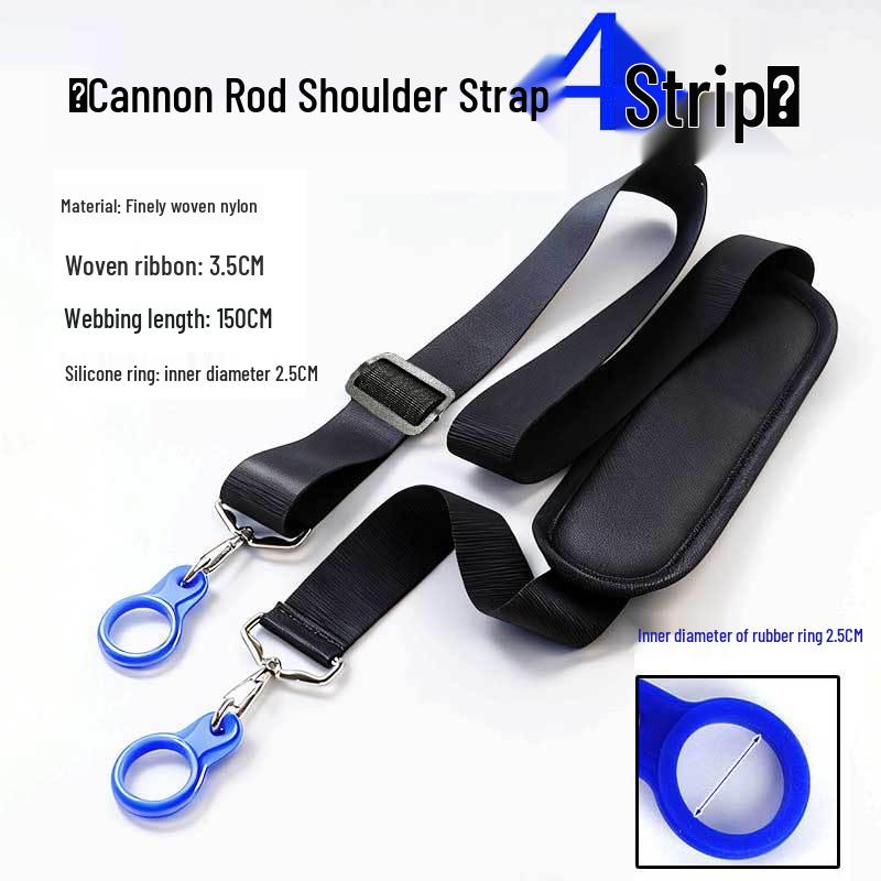 Cannon Rod Strap: Traditional Long Fishing Rod – New Model, Labor-Saving, Thickened with Silicone Ring and Shoulder Strap