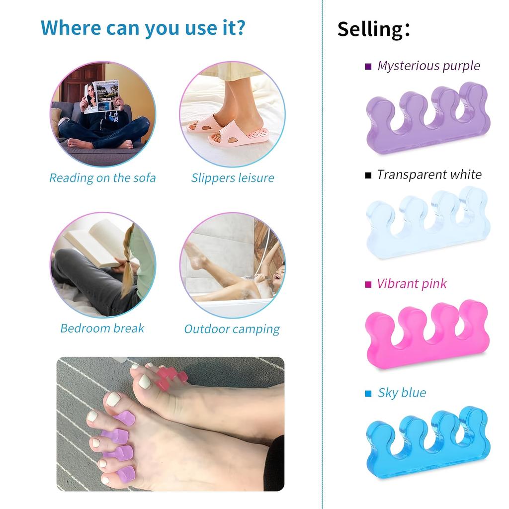 Women'S Toe Separators, Pedicure Toe Spacers And Spreaders - Yoga Relaxation And Finger Separators, Gel Silicone Toe Separators for Pedicure