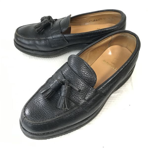 

REGAL Pebble Leather Tassel Loafers 24.0 Black Vibram Sole(USED)