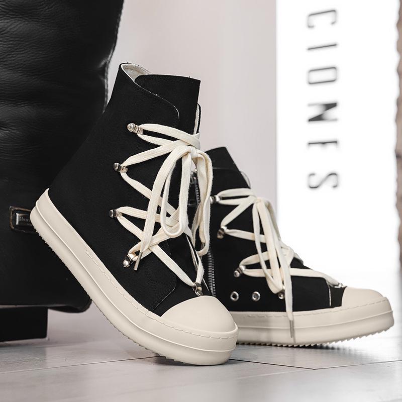 Nischen-High-Top-Canvas-Vulkanisierte Herrenschuhe mit Seitenreißverschluss - Trendiges und vielseitiges Freizeit-Schuhwerk 2025