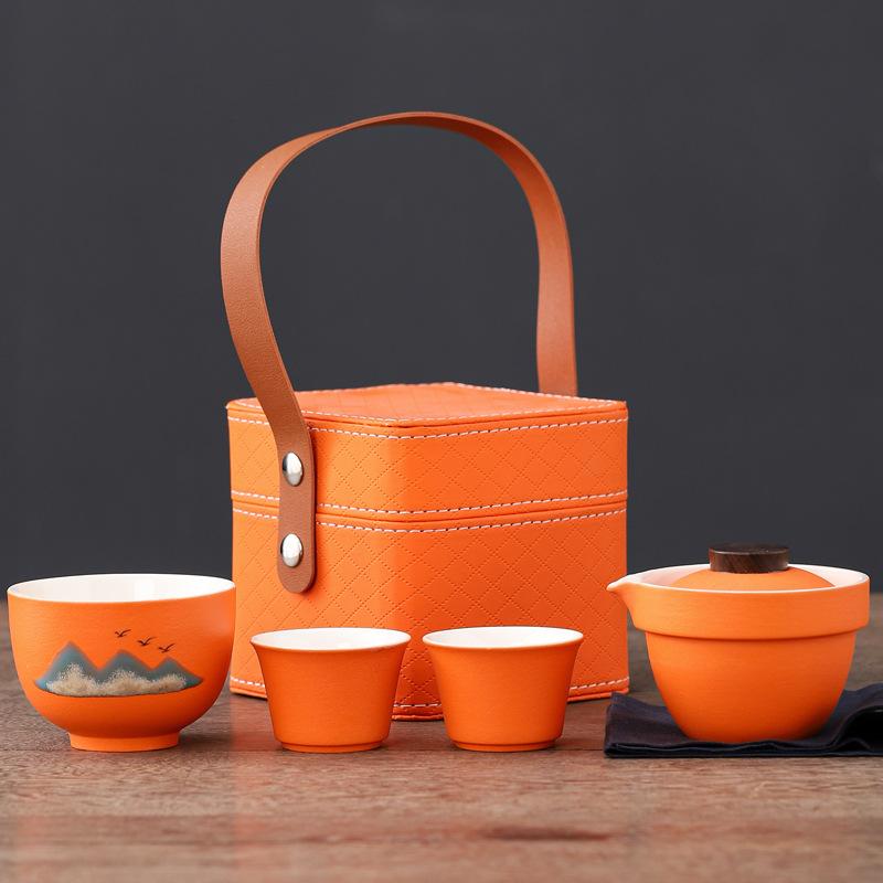 Qianli Jiangshan Travel Tea Set Kuaike Cup Company Meeting Souvenirs Portable Tea Set