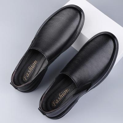 Fashion Classic Brand Men's Leather Casual Shoes Massage Men's Loafers Shoes Winter Velvet Men's Business Cotton Shoes Comfortable Daily