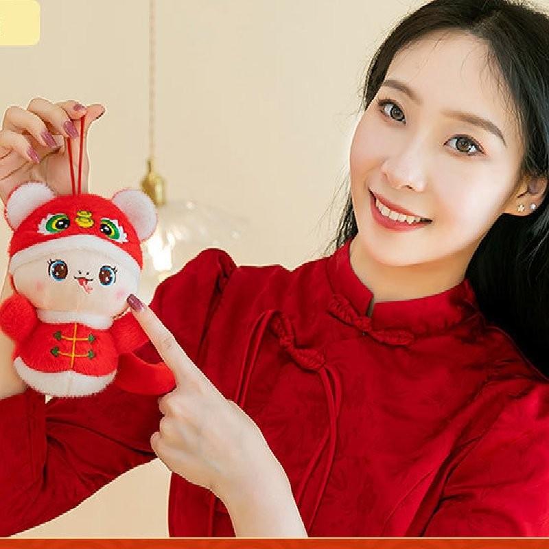 Adorable Red Tiger Head Snake Plush Toy 2025 Zodiac Snake Year Mascot Gift