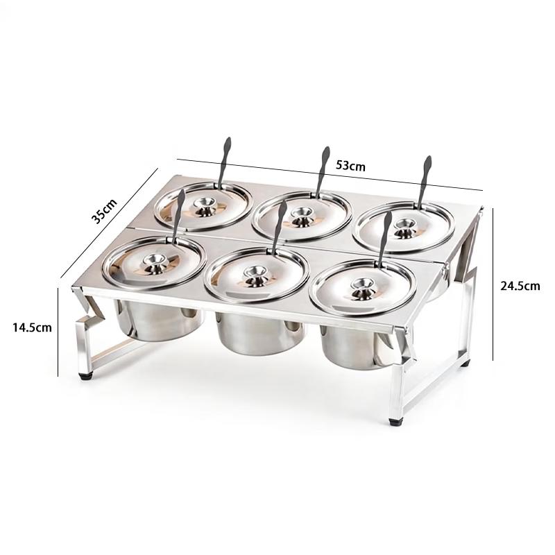 Kang Fu Tao Stainless Steel 6-Compartment Spice Rack with Lids