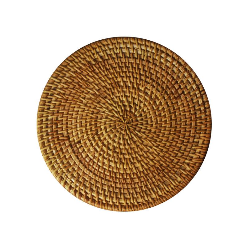 Handmade Placemat Pad Coasters Kitchen Table Mats Rattan Coaster Bowl Mats Padding Mat Insulation Pad Round Placemats