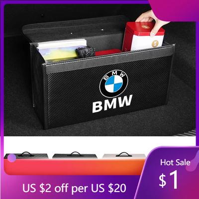 KWYP9 Hot Car Trunk Storage Bag Leather Camping Box Collapsible Auto Emblem Organizer Accessories For M Performance M5 E36 E6