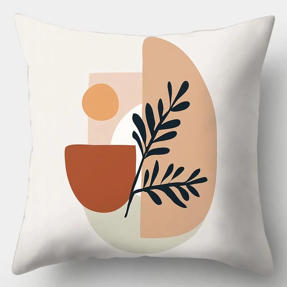 Art Plant Pillowcase 45Cmx45Cm Square Sofa Pillow Cover Abstract Cushion