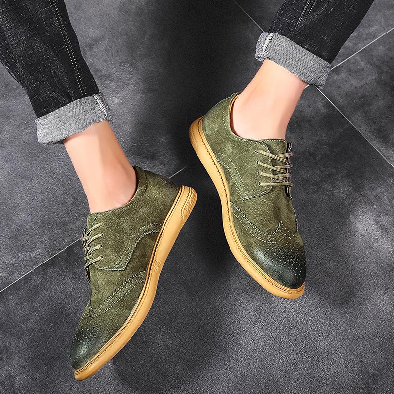 Leather Shoes Men'S Business Dress Leather Low-Top Retro Lace-Up Breathable Brock Shoes 46 Large Size Men'S Shoes