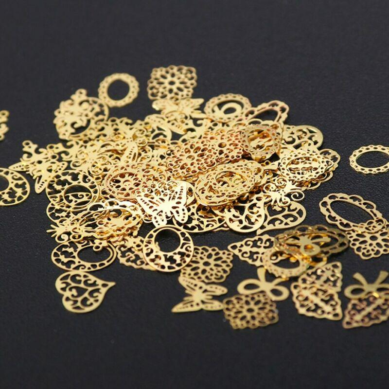 Vintage Gold Metallscheibe Pailletten Paillette Blume Schmetterling Nail Art Charm Dekor