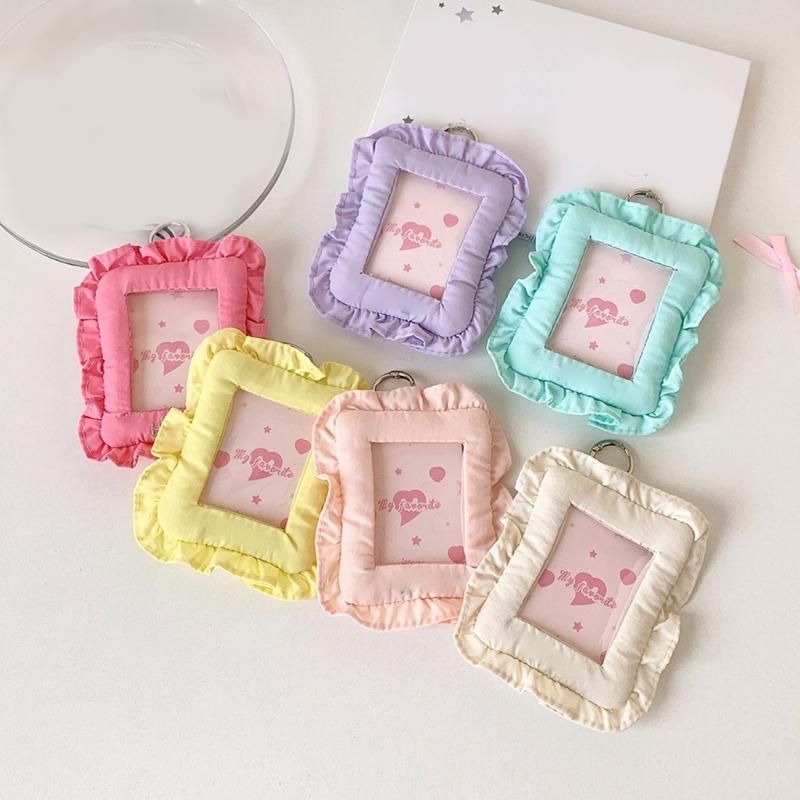 Cute Cloth Pillow Photo Holder Keychain For 3 Inch Photocard Cards Portable Wall Decoration Travel Accessory