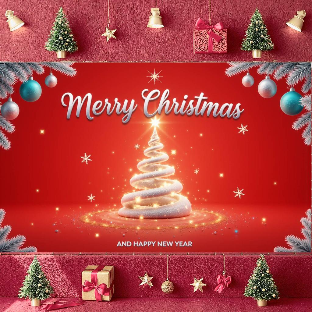 Christmas Backdrop Snowflake Pattern Christmas Event Banner Christmas Party Banner Shiny Xmas Banner For Indoor Celebration