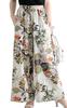Sawa La Mode Natural Cotton Pants with a Blooming Flower Floral and Botanical Long Free Á Women's Wide-leg Pattern. Print. Pants. Size. (mode-7896)