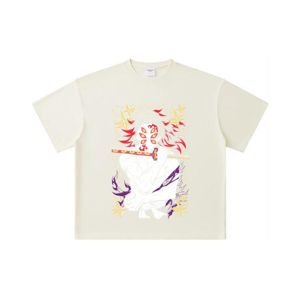260 GSM Double Yarn 32 Count 100% Cotton Demon Slayer V36 Kokushibo Print Unisex Heavy Cotton T Shirt