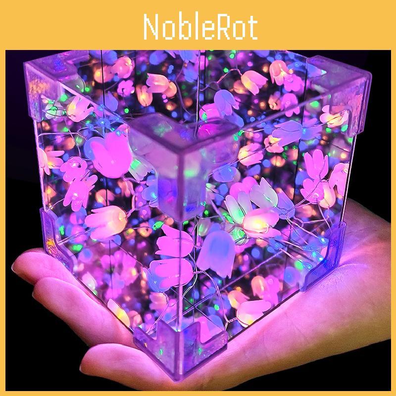 Handgefertigter Montage-Spiegel Tulpenblumenmeer Würfel-Nachtlicht Puzzle-Spielzeug-Set Für Gehirnentwicklung
