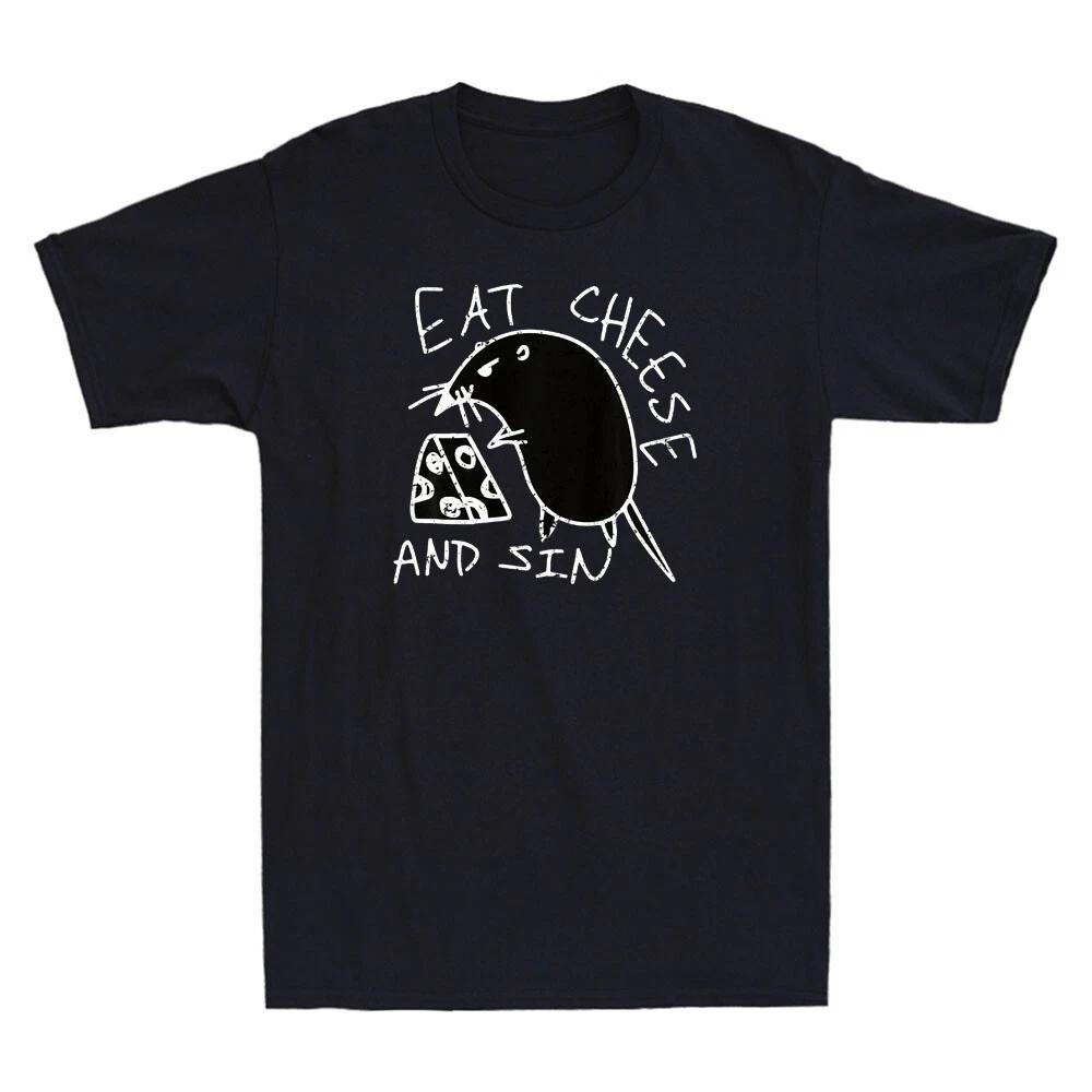 Eat Cheese And Sin Funny Rat With Cheese Meme Humor Quote Vintage Men s T-Shirt XXL