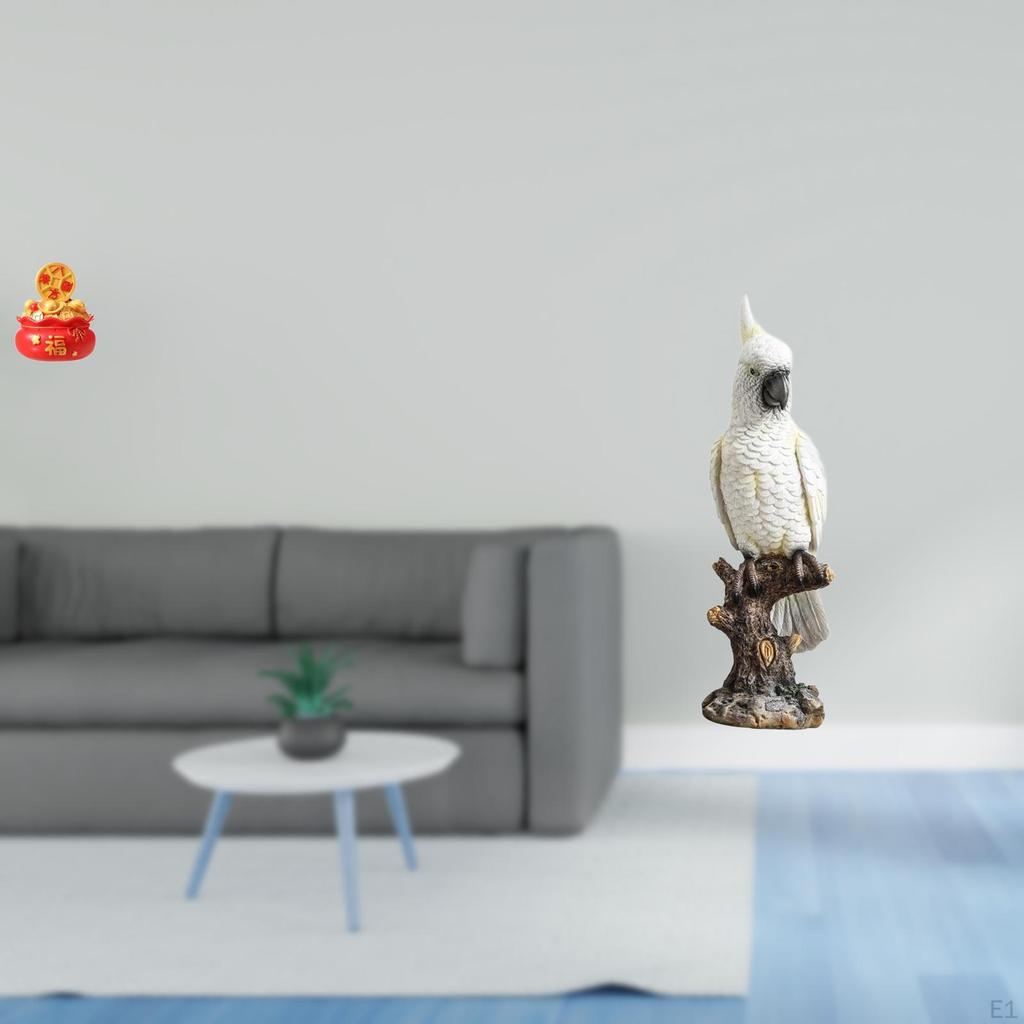 Parrot Figurine Art Craft Ornament Treasure Basin Animal Sculpture Resin Indoor Decorative Statue