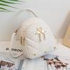 Women's Rhombus Embroidered Thread Small Backpack Autumn and Winter New Product Personalized Swan Fringed Schoolbag Tide