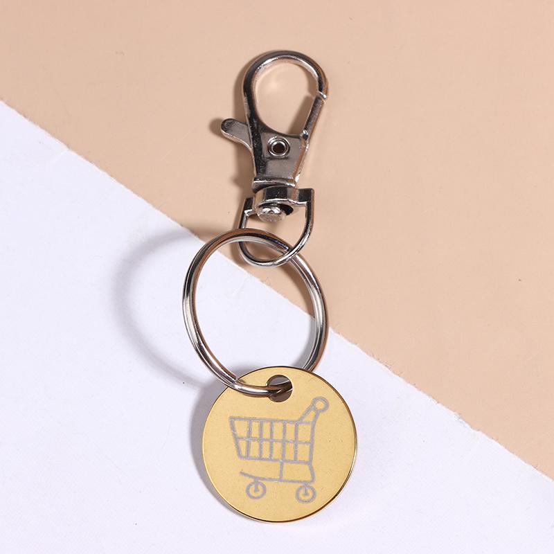 Shopping Trolley Tokens Key Ring With Carabiner Hook Mini Metal Supermarket Cart Remover Coin Label Keychain For Unisex