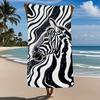Set of Microfiber Bath Towels with Single Zebra Stripes - Quick Drying, Extremely Absorbent, Ultra-Fine, Contemporary Design