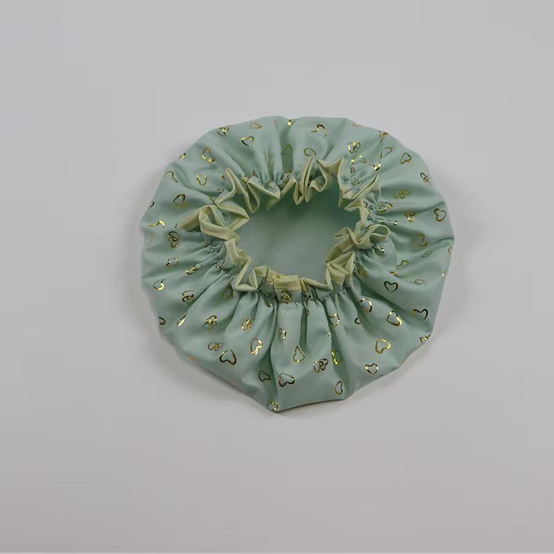 

Heart-Shaped Double-Layer Polyester-Cotton Shower Cap for Women - Waterproof, Thickened, Anti-Oil Fume
