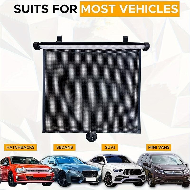 Black Mesh Stripe Design Retractable Car Sunshade Easy To Use Vehicle Sunshade with Compact Storage Size