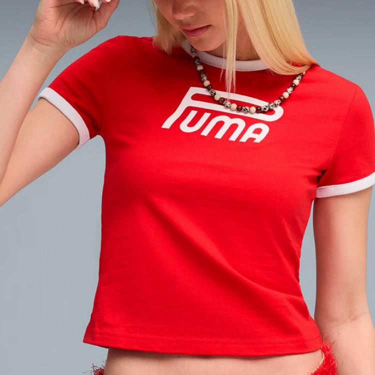 Puma Archive Future Graphic Slim Letter Print Simple Versatile Short Sleeve T-Shirt Women Tops 634053-11