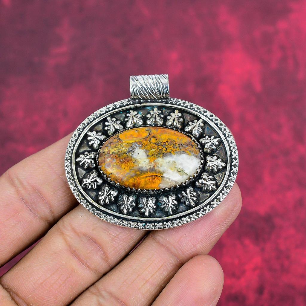 Bumblebee Jasper Pendant, 925 Solid Sterling Silver Gemstone Jewelry, Handmade Pendant, For Mother Day